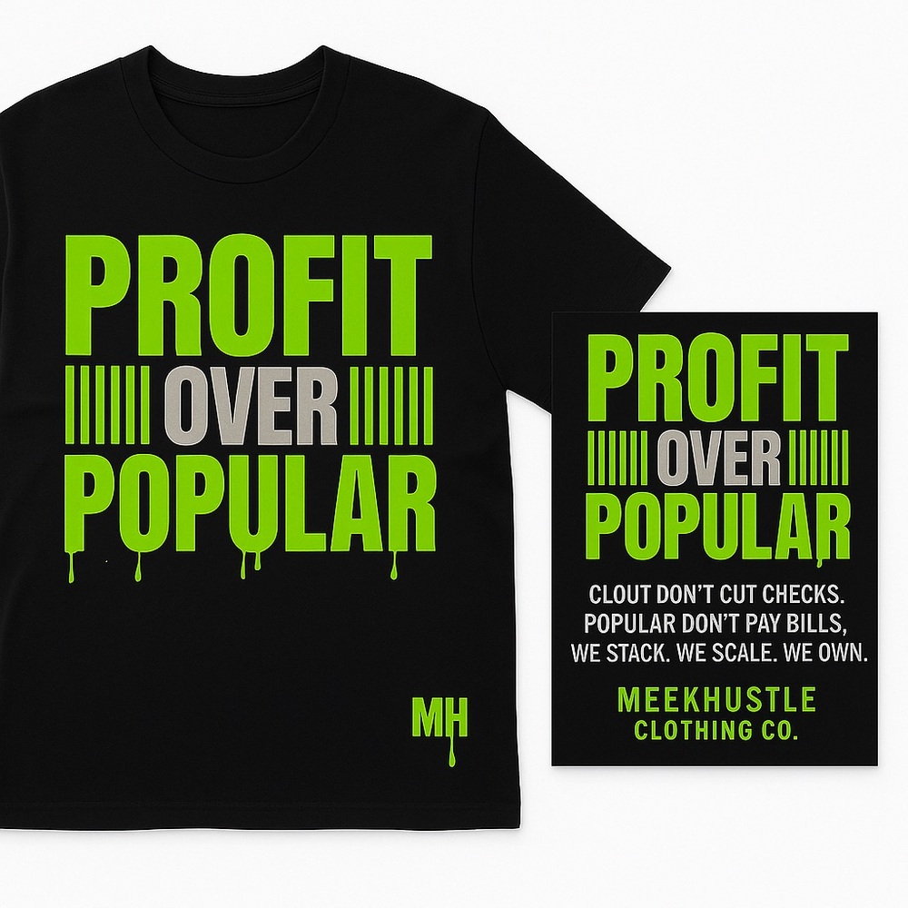 Profit over Popular Black and Green Graphic Tee